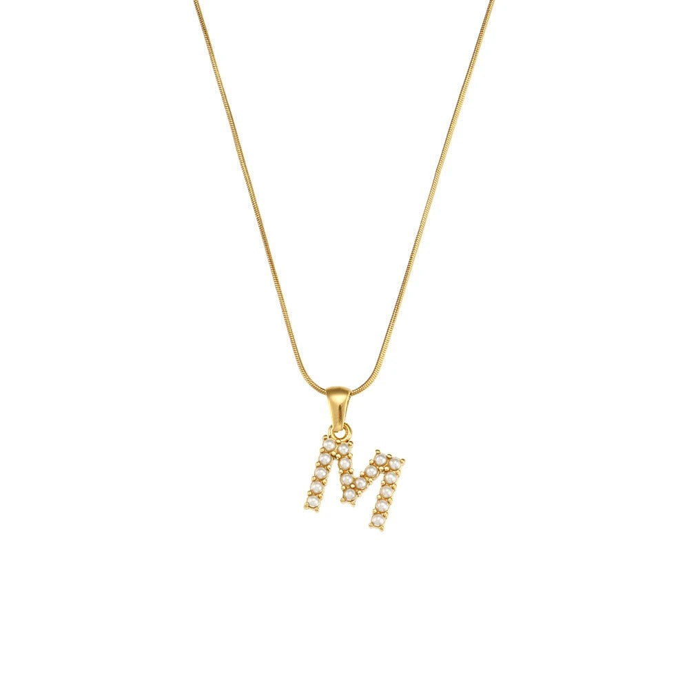 Pearl Letter Initial Necklace