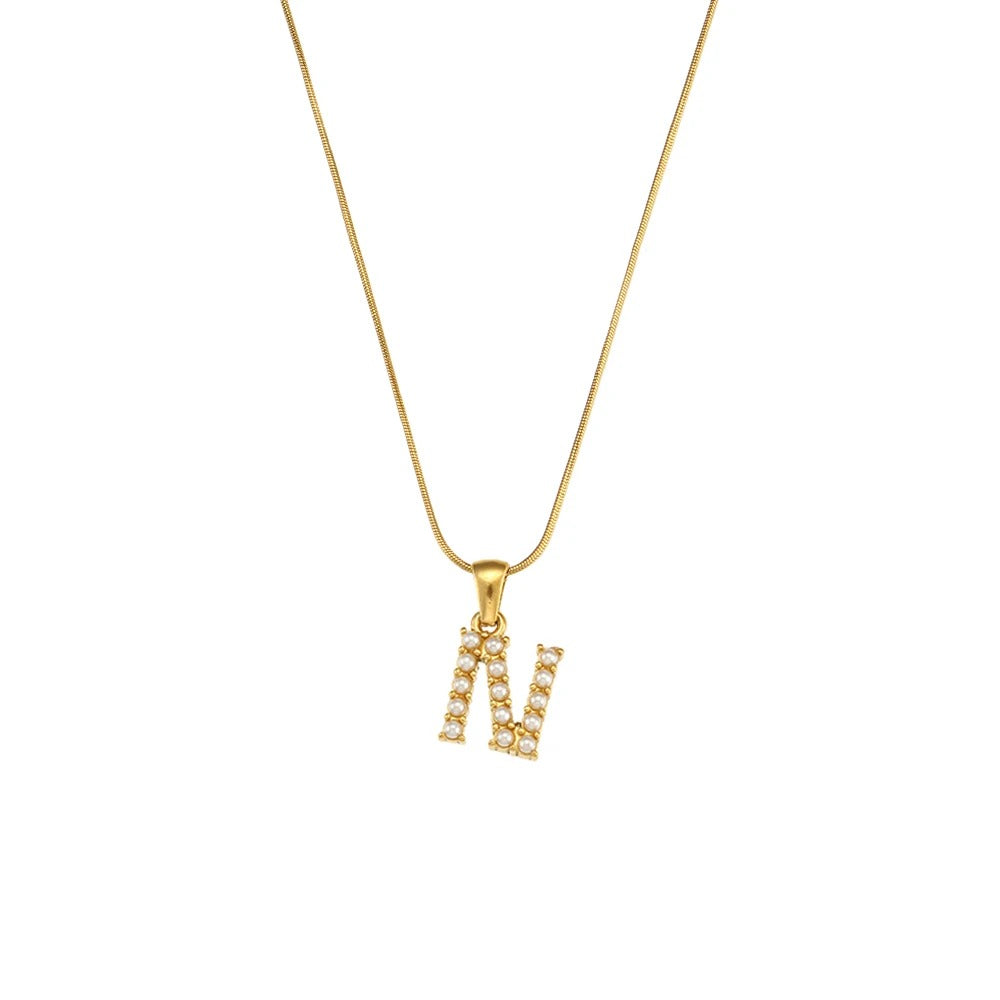 Pearl Letter Initial Necklace