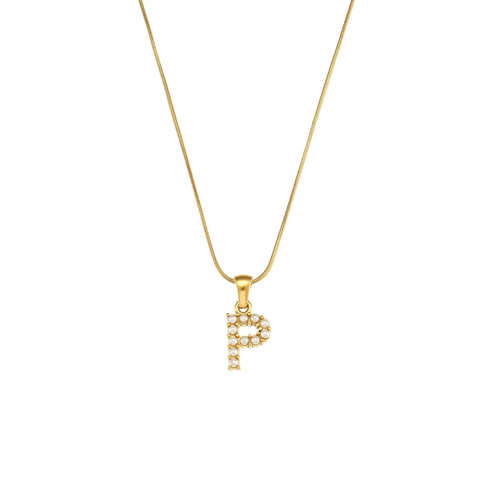 Pearl Letter Initial Necklace