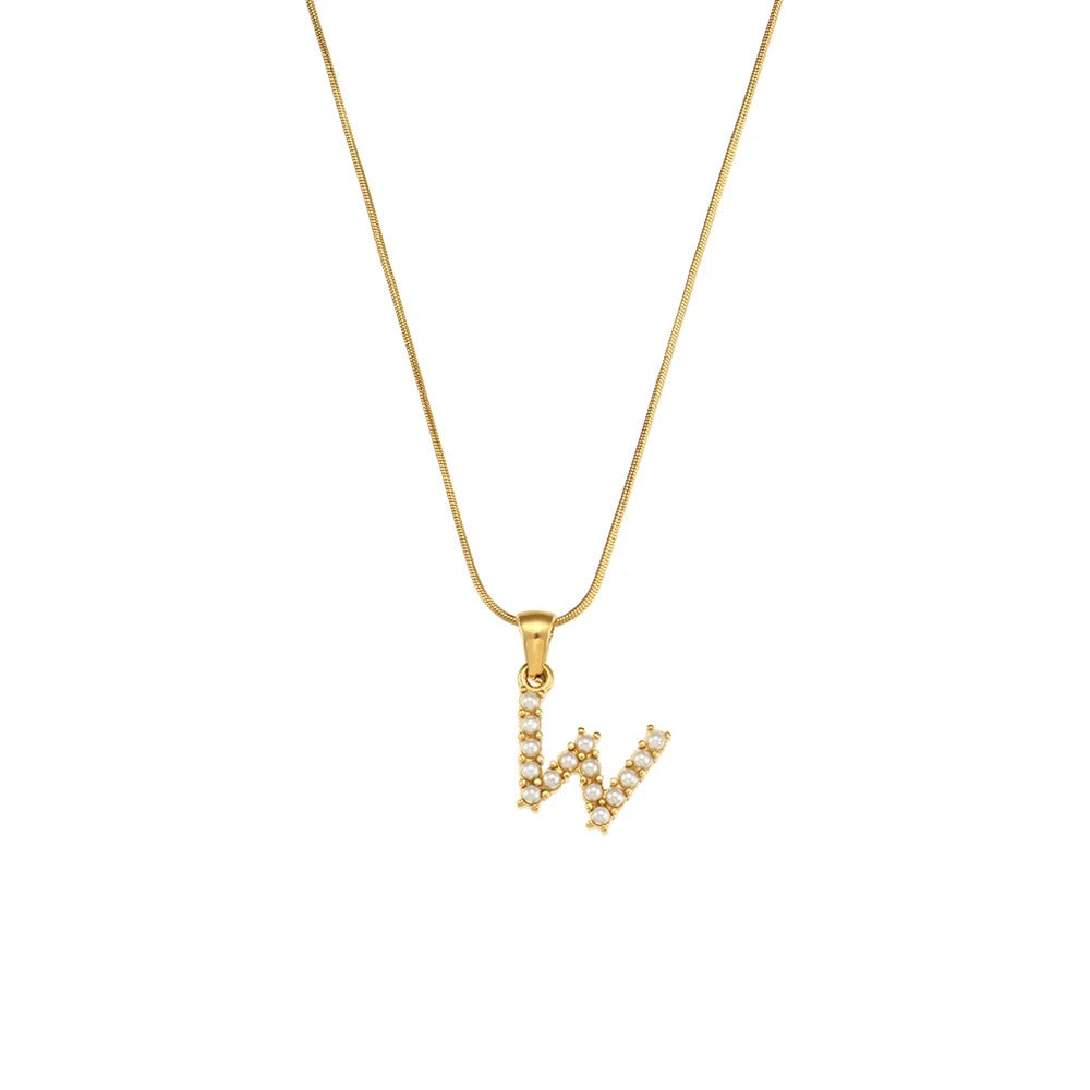 Pearl Letter Initial Necklace
