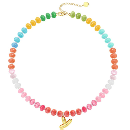 Initial Natural Stone Necklace