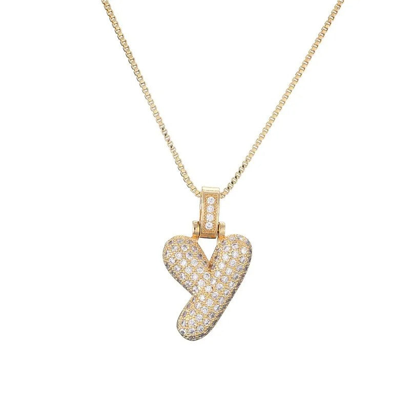 Diamond Bubble Initial Necklace