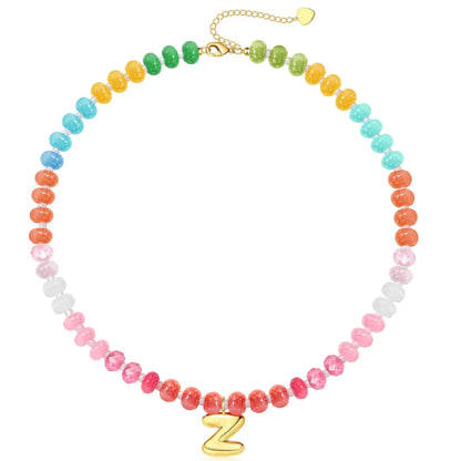 Initial Natural Stone Necklace