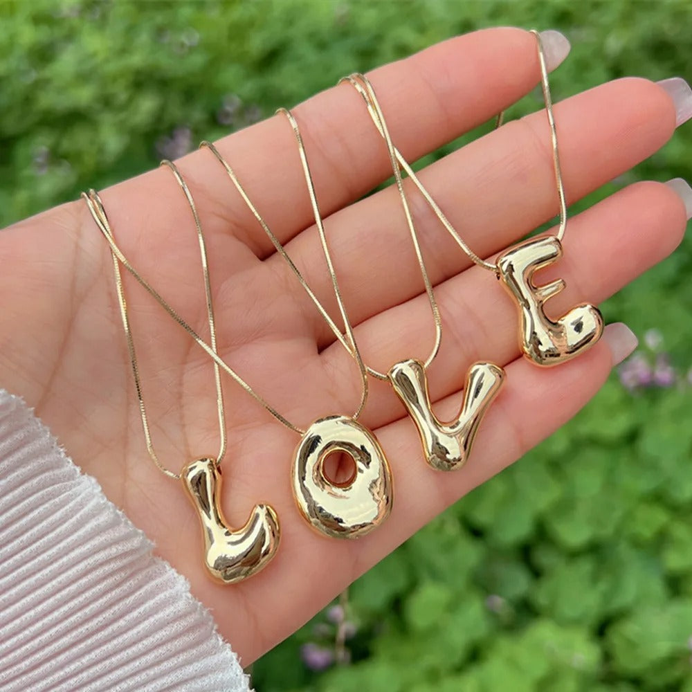 Chunky Balloon Initial Letter Necklace