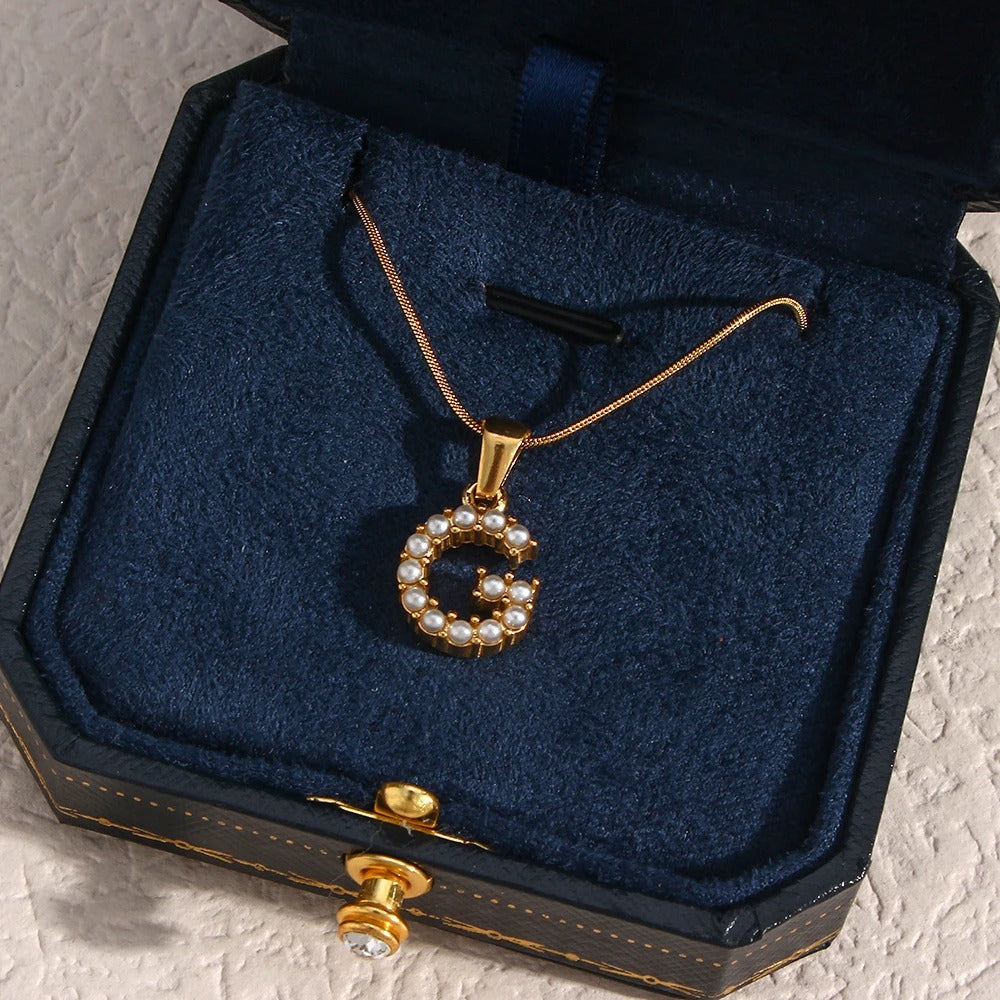 Pearl Letter Initial Necklace