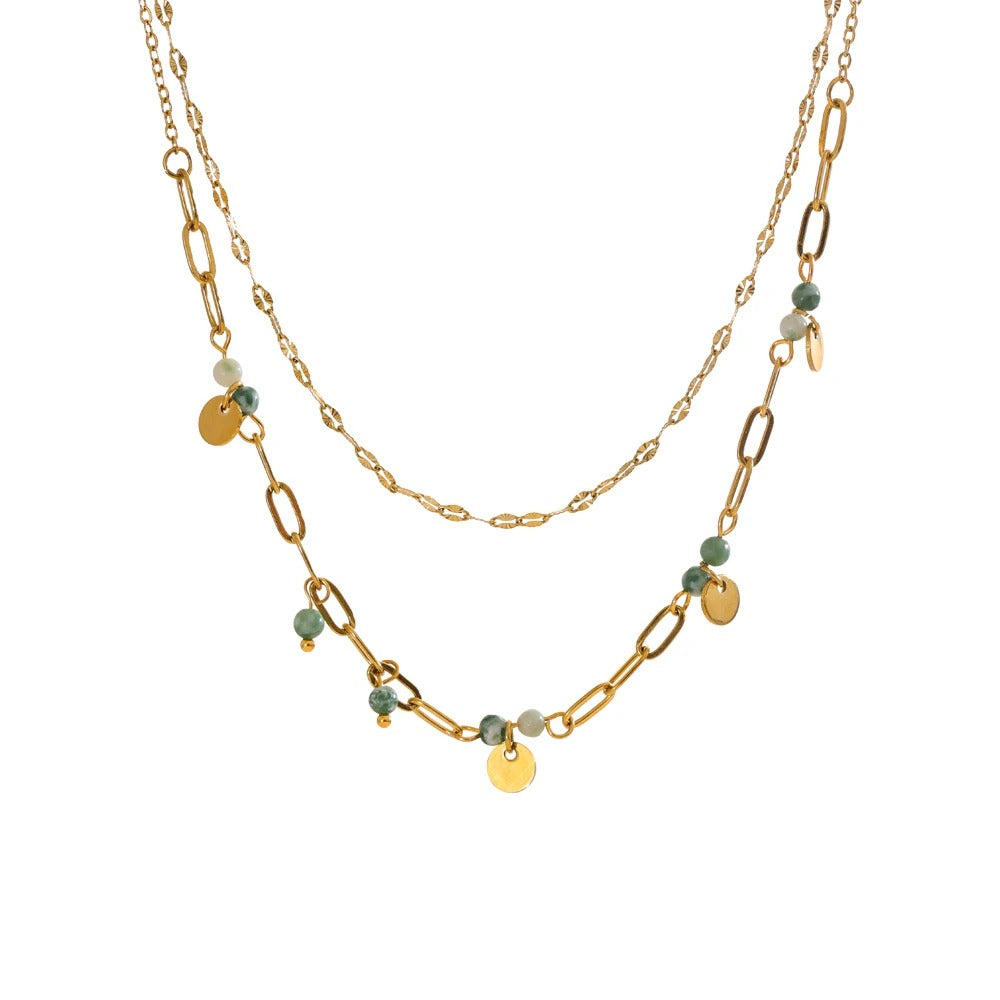 Natural Stone Double Layer Necklace