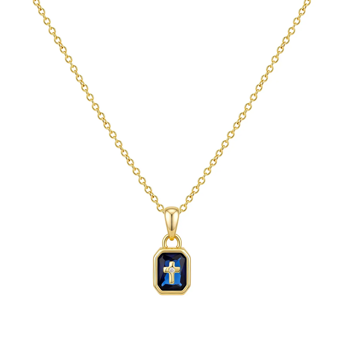 Cross Birthstone Necklace