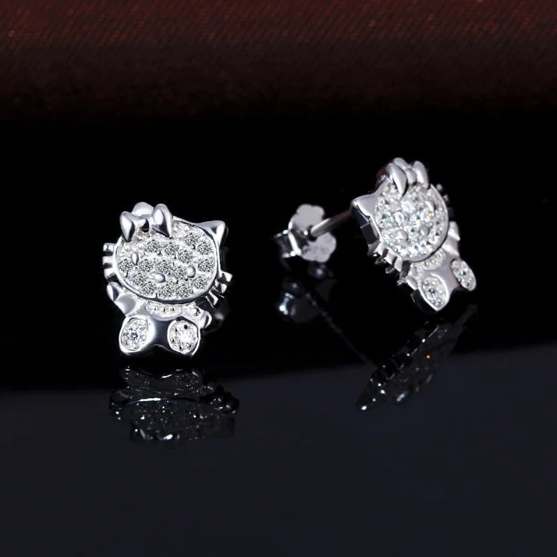 Crystal Cat Stud Earrings