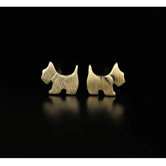 Brushed Dog Stud Earrings