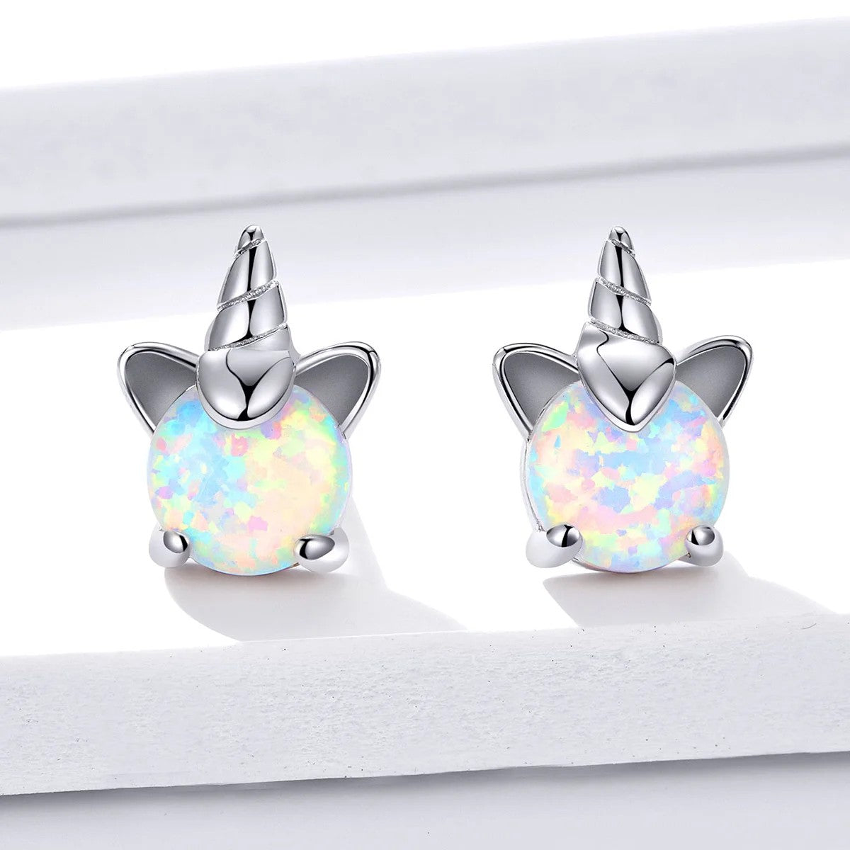 Opal Unicorn Stud Earrings