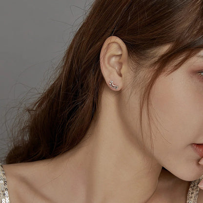 Gold Crystal Dachshund Stud Earrings