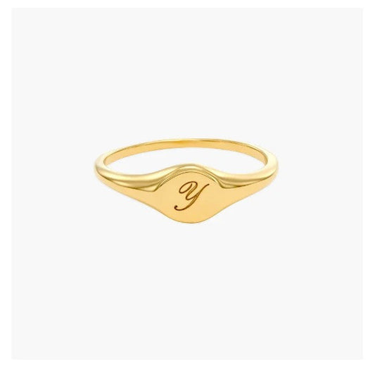 Engraved Initial Signet Ring