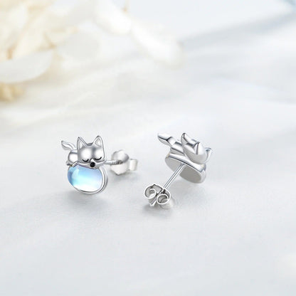 Moonstone Fox Stud Earrings