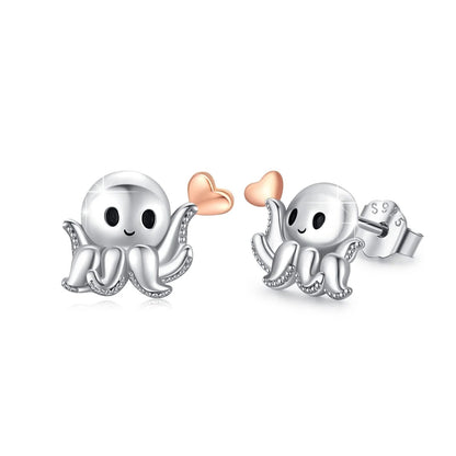 Octopus Heart Stud Earrings