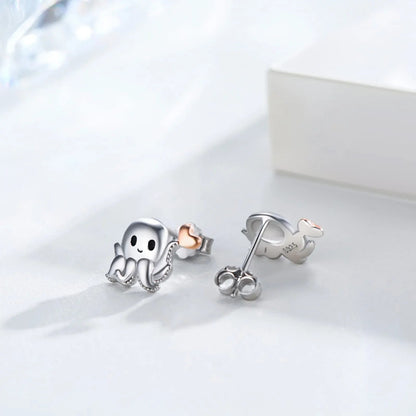 Octopus Heart Stud Earrings