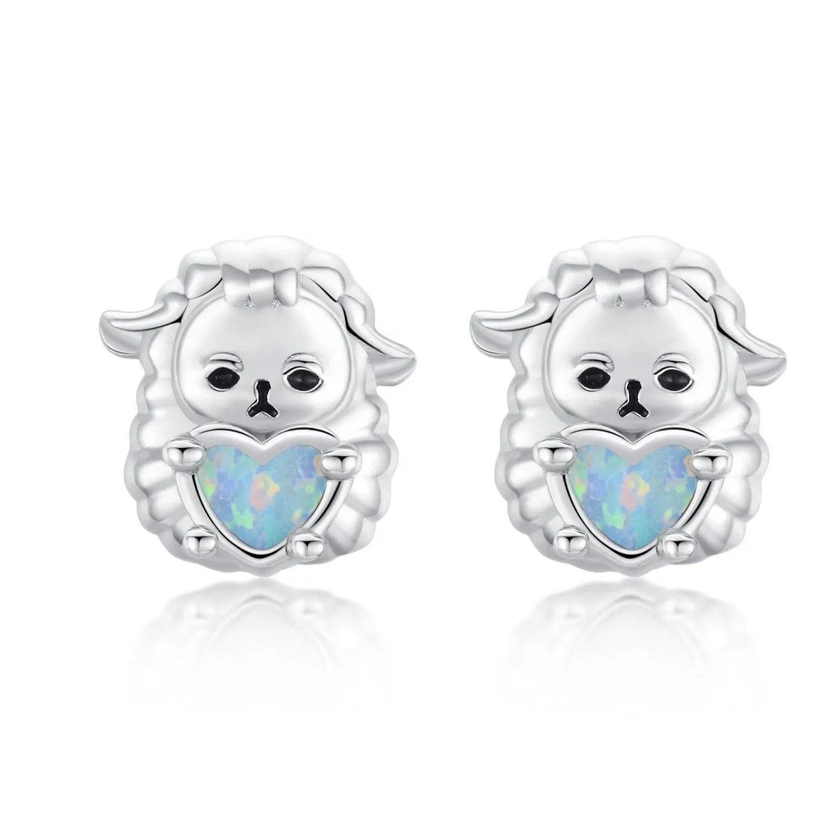 Sheep Heart Opal Stud Earrings