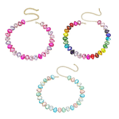 Multicolor Oval Crystal Choker Necklace