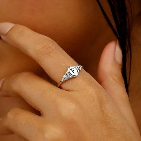 Initial Oval Signet Ring