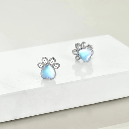 Moonstone Paw Stud Earrings