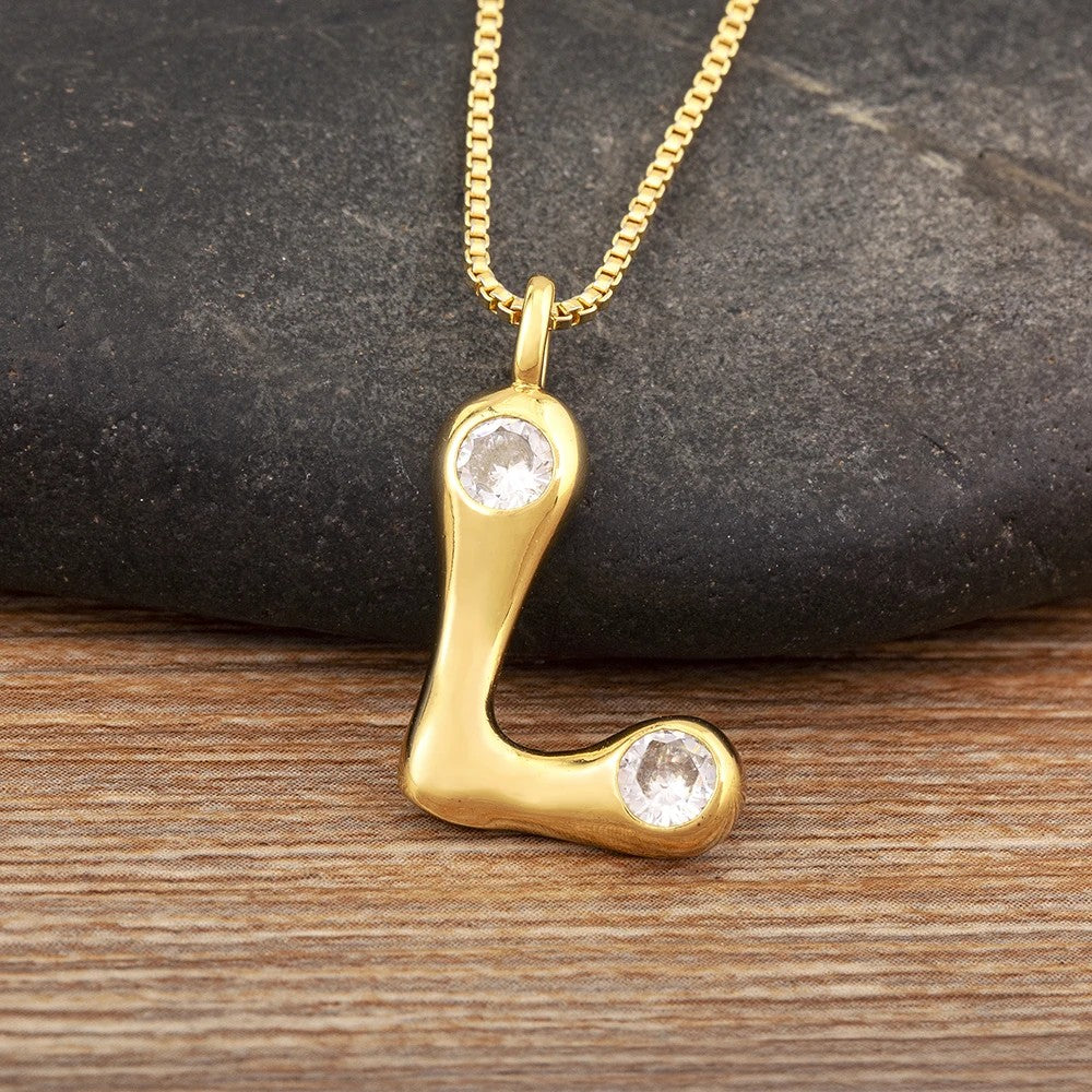 Crystal Bubble Initial Necklace