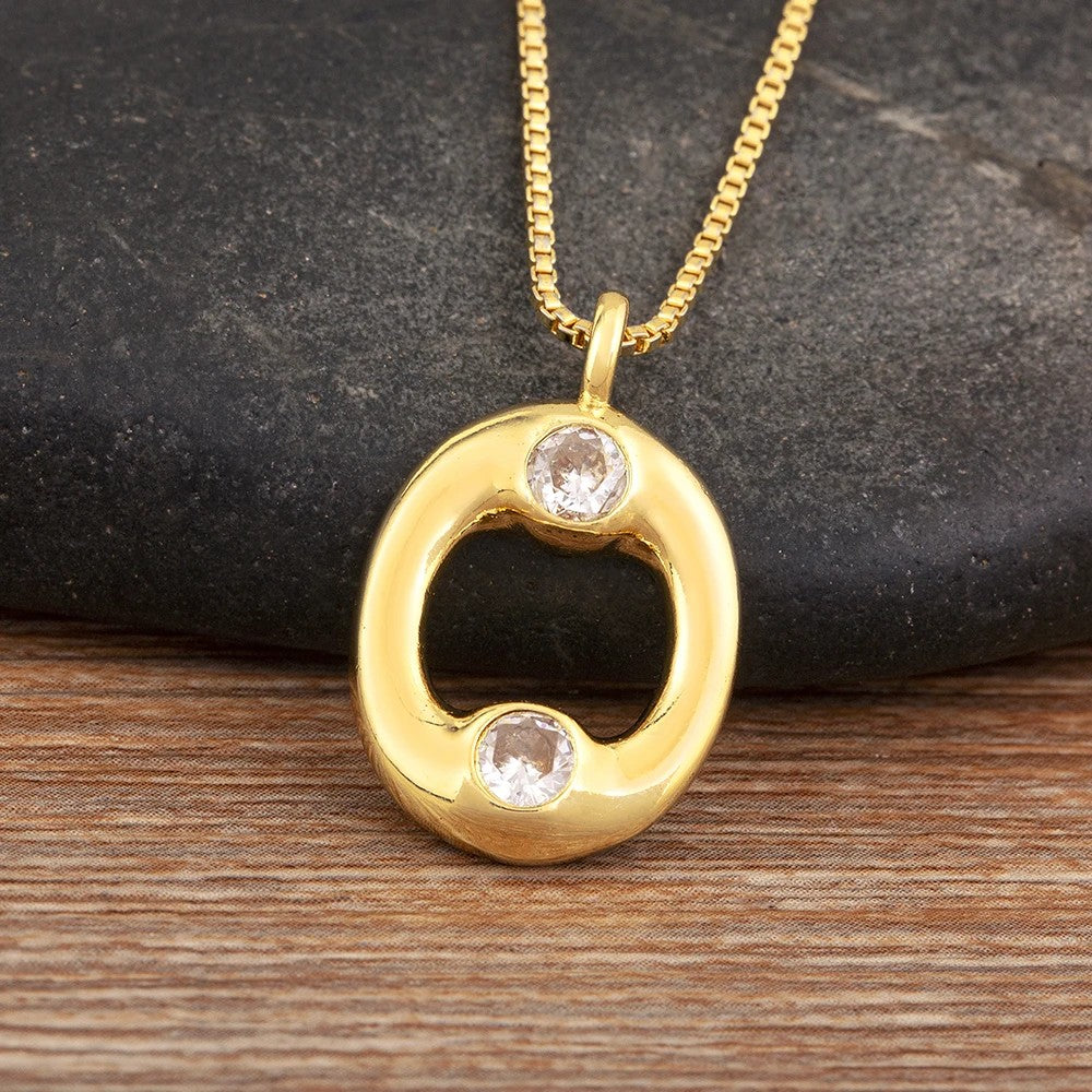 Crystal Bubble Initial Necklace