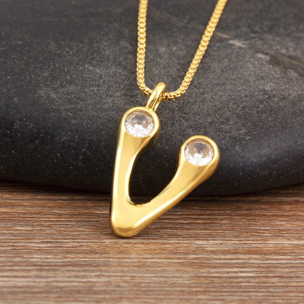 Crystal Bubble Initial Necklace