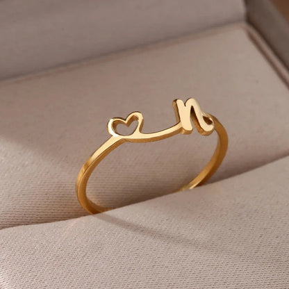 Heart Initial Open Ring