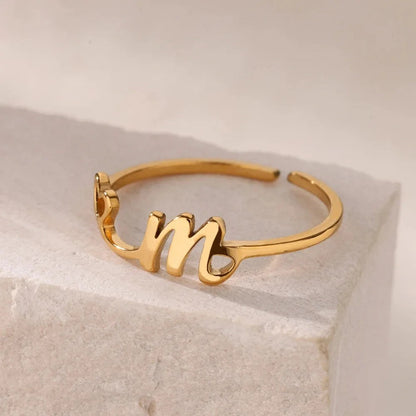 Heart Initial Open Ring