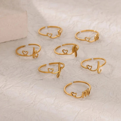 Heart Initial Open Ring