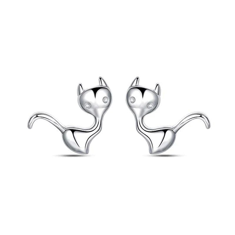 Peach Zircon Cat Stud Earrings