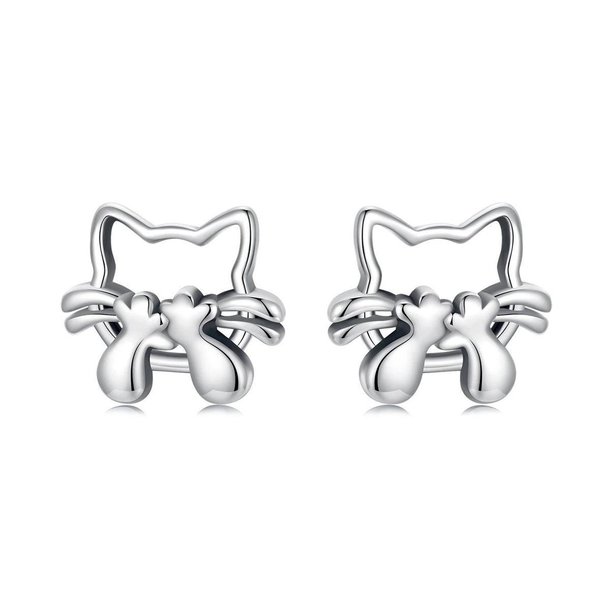 Hollow Cat Silhouette Stud Earrings