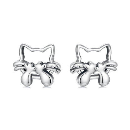 Hollow Cat Silhouette Stud Earrings
