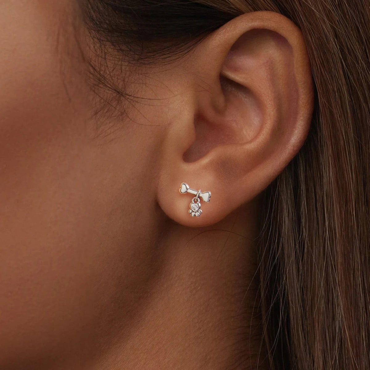 Fish Bone & Paw Stud Earrings
