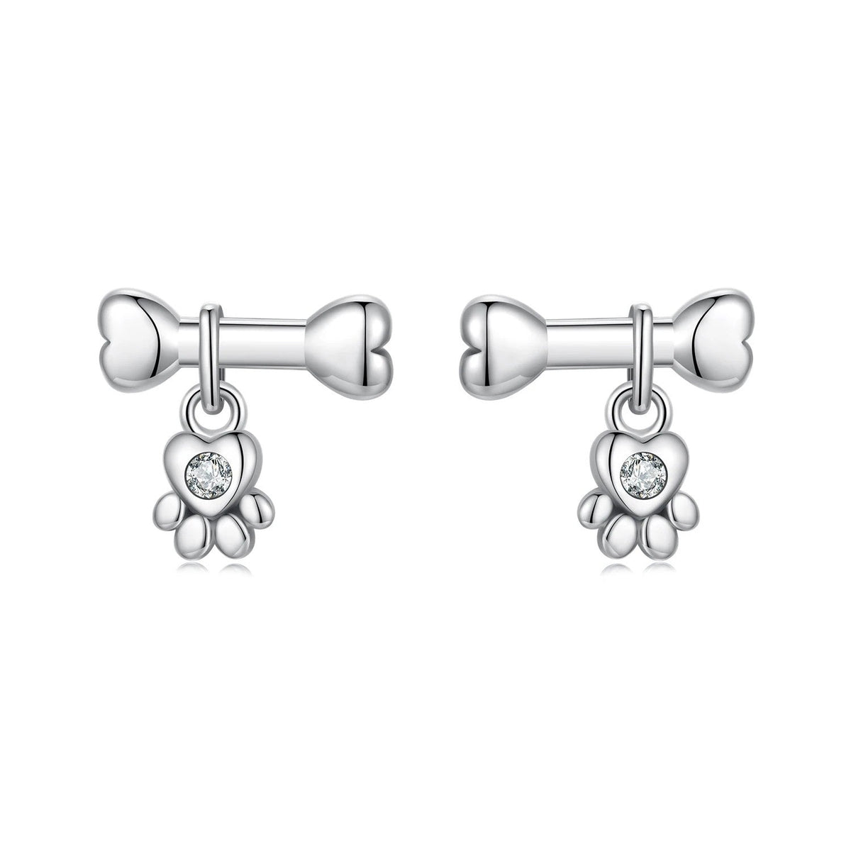 Fish Bone & Paw Stud Earrings