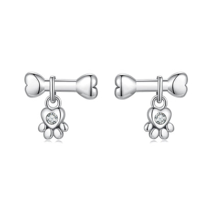 Fish Bone & Paw Stud Earrings