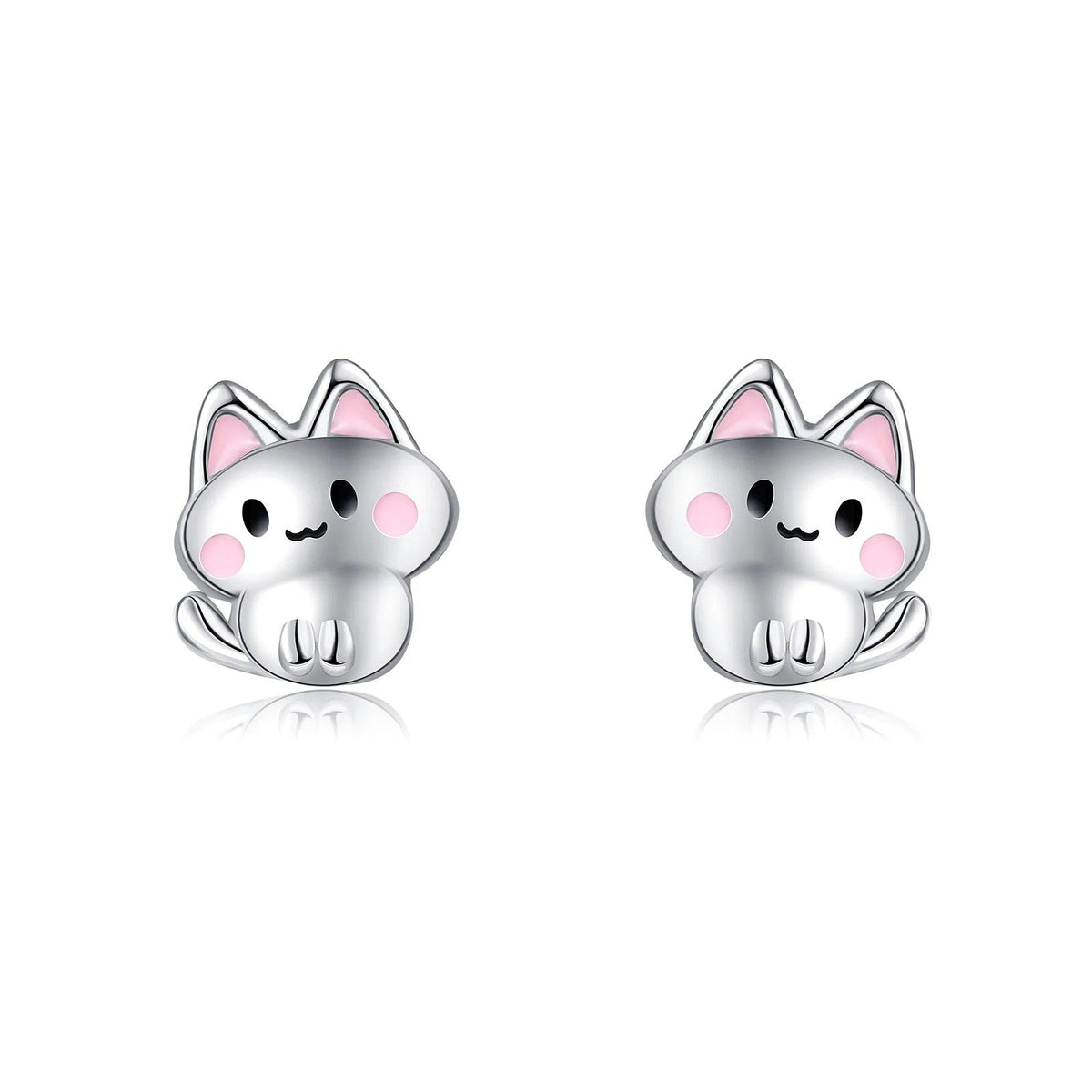 Blush Cheek Cat Stud Earrings