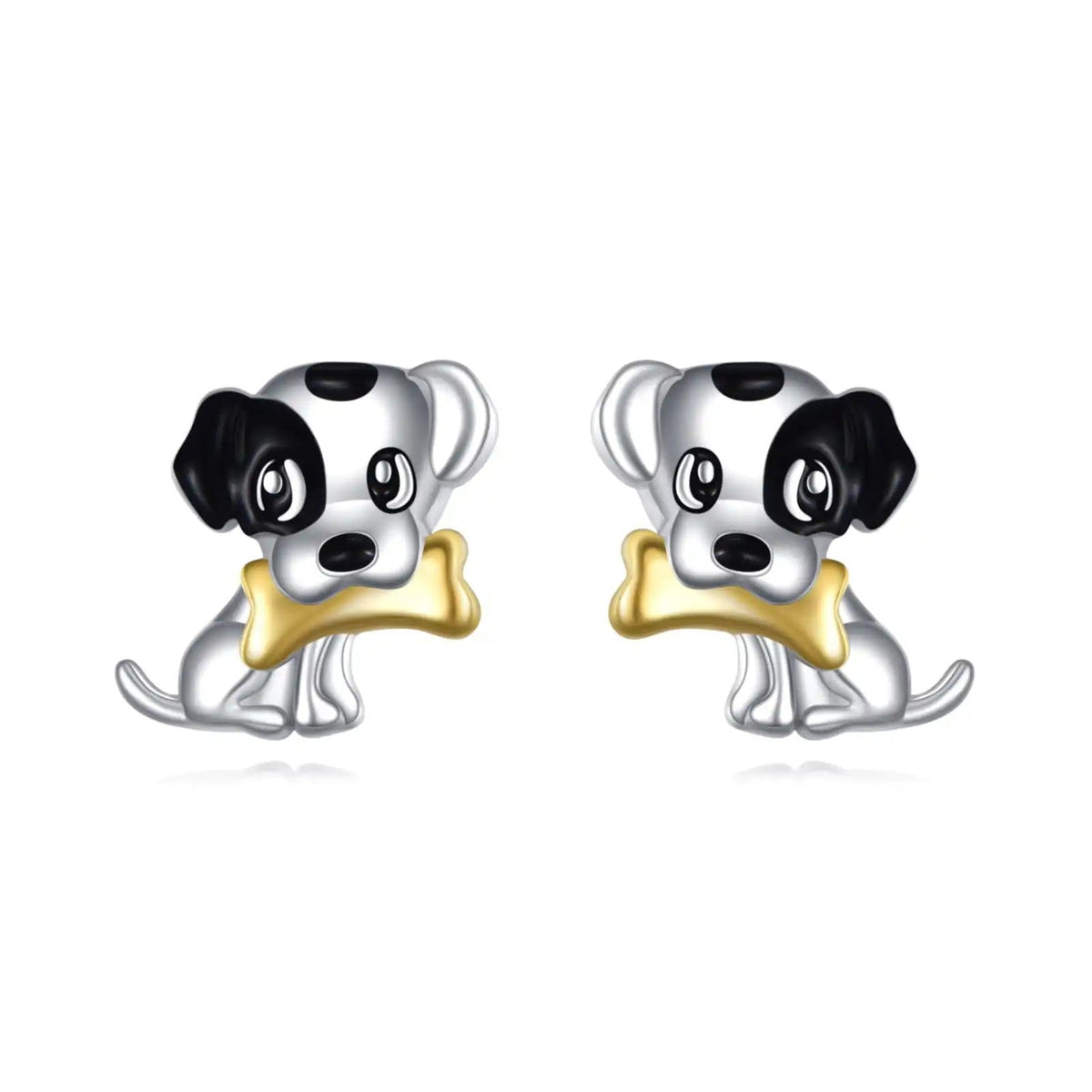 Black and White Puppy Stud Earrings