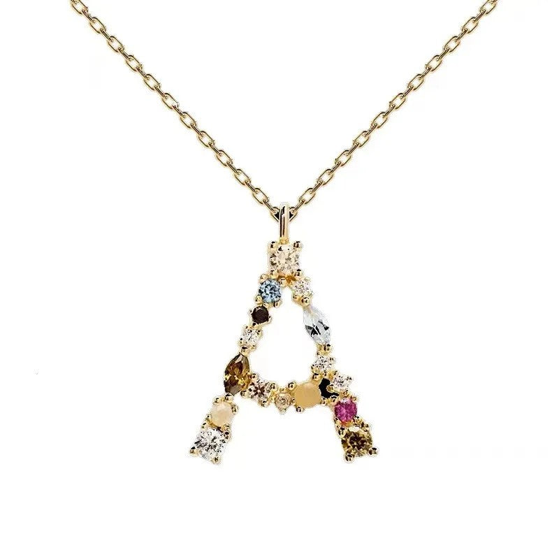 Colorful Zircon Initial Necklace