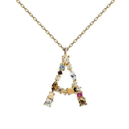 Colorful Zircon Initial Necklace