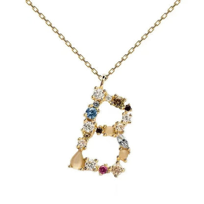 Colorful Zircon Initial Necklace