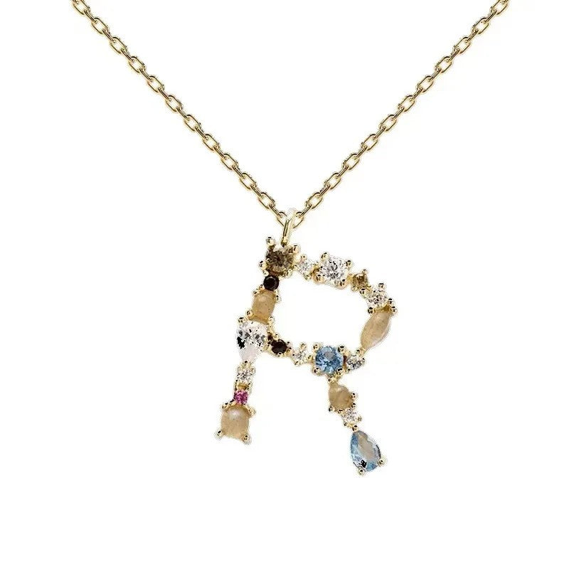 Colorful Zircon Initial Necklace
