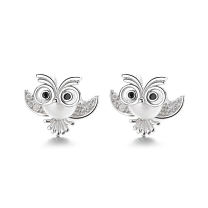 Silver Crystal Elephant Stud Earrings