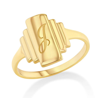 Stepped Initial Signet Ring