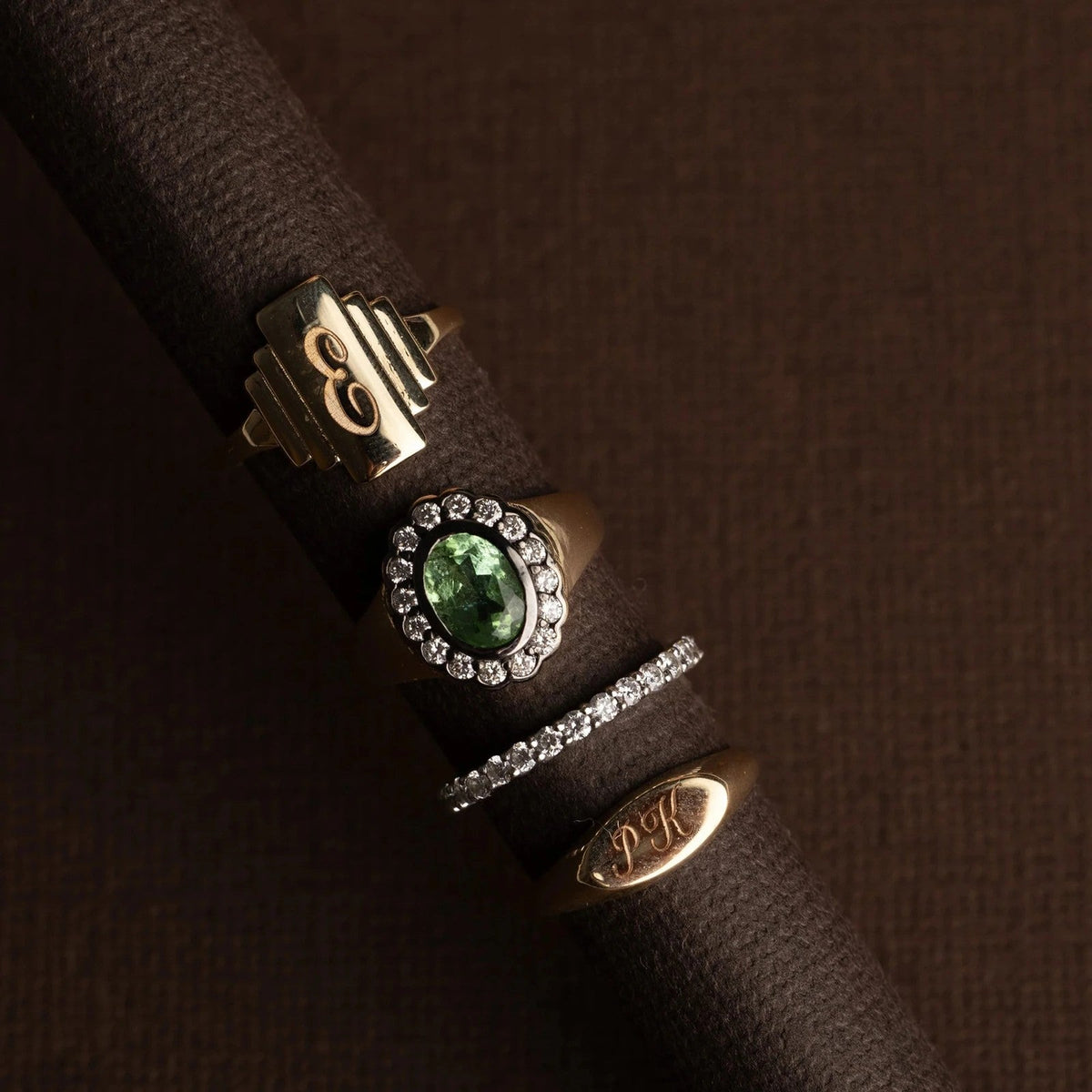 Stepped Initial Signet Ring