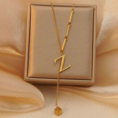 Geometric Initial Letter Necklace