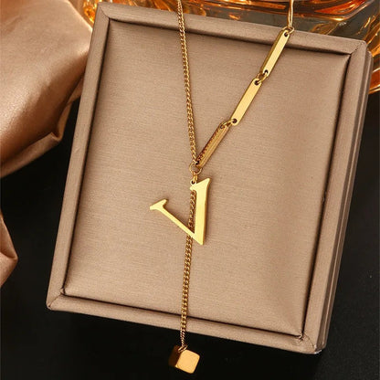 Geometric Initial Letter Necklace