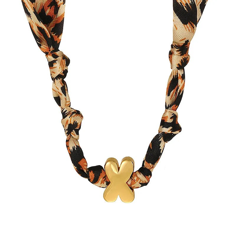 Leopard Initial Choker Necklace