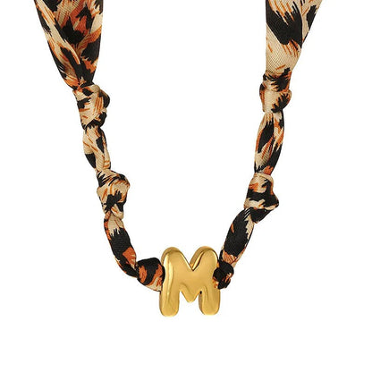 Leopard Initial Choker Necklace
