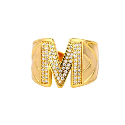 Crystal Initial Band Ring