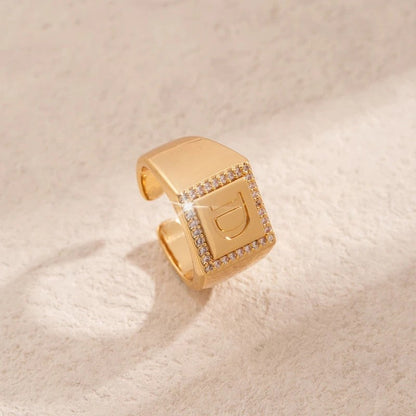 Square Initial Open Ring